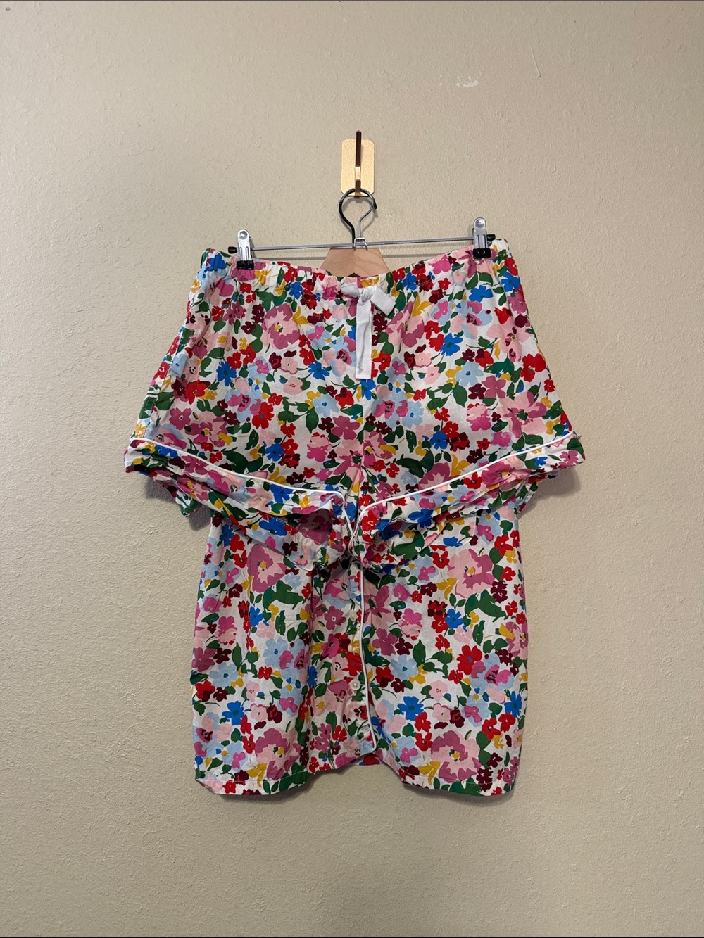 J. Crew Multi-Colored Floral Short Sleeve Button-Down Pajama Set Size Medium